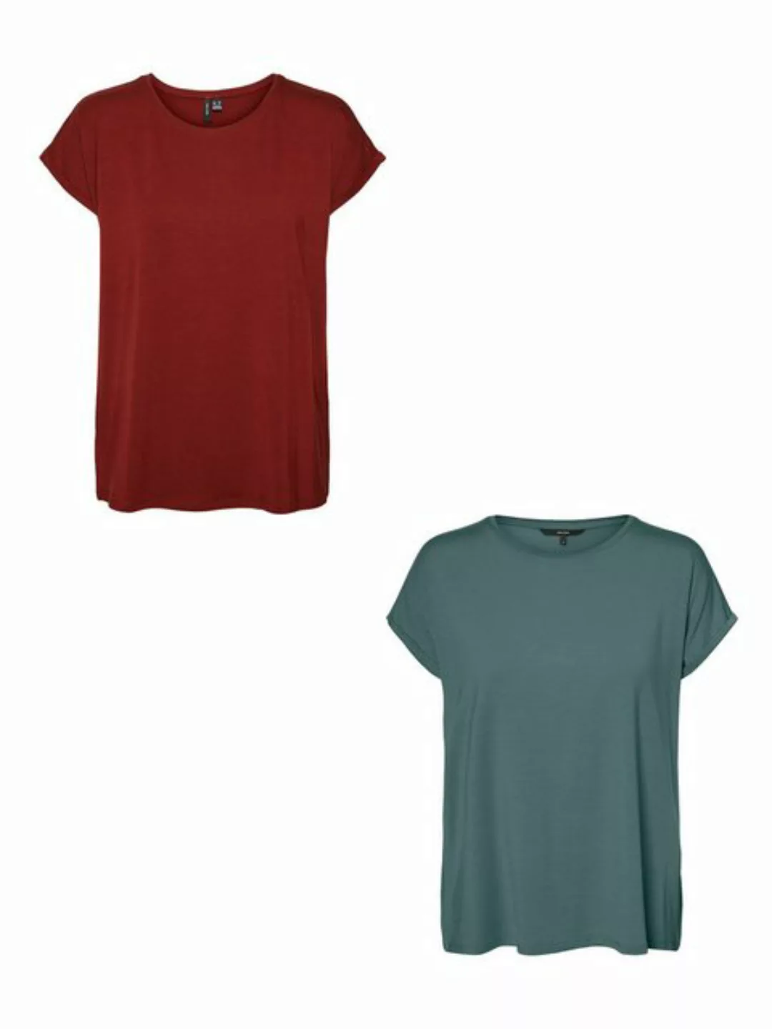 Vero Moda T-Shirt 2er-Pack T-Shirt Einfarbiges Stretch Oberteil (2-tlg) 515 günstig online kaufen