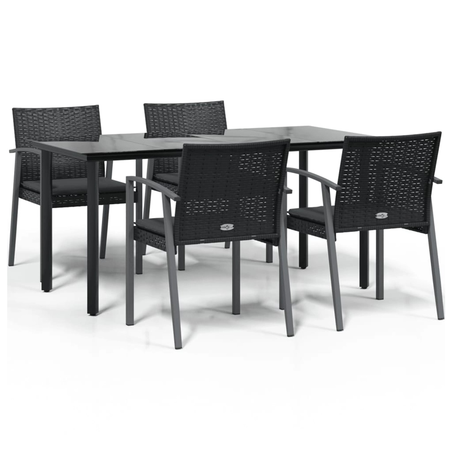 vidaXL 5-Tlg Garten-Essgruppe mit Kissen Poly Rattan und Stahl 3186995 günstig online kaufen