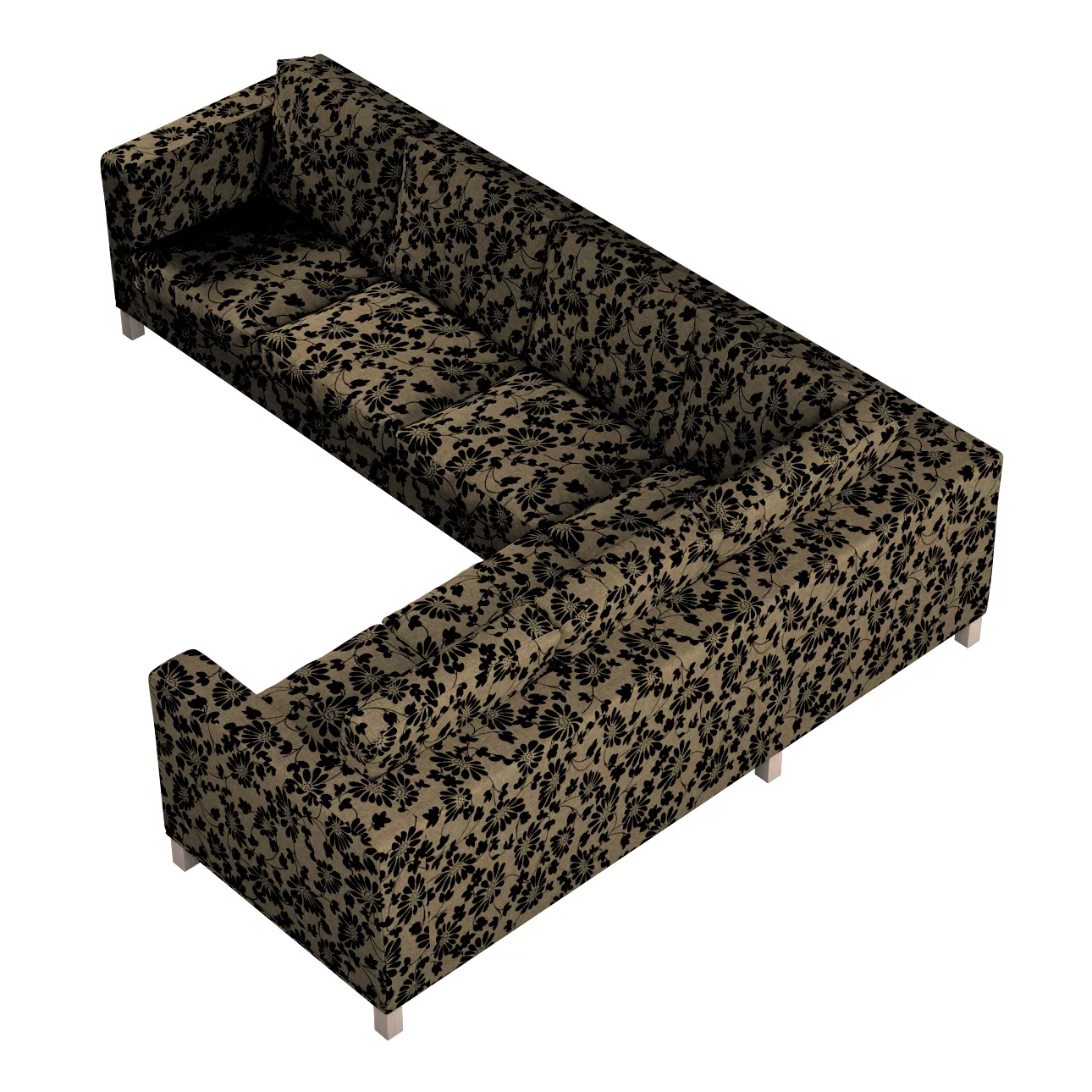 Bezug für Karlanda Sofa Ecke links, beige-schwarz, 36cm x 30cm x 50cm, Livi günstig online kaufen