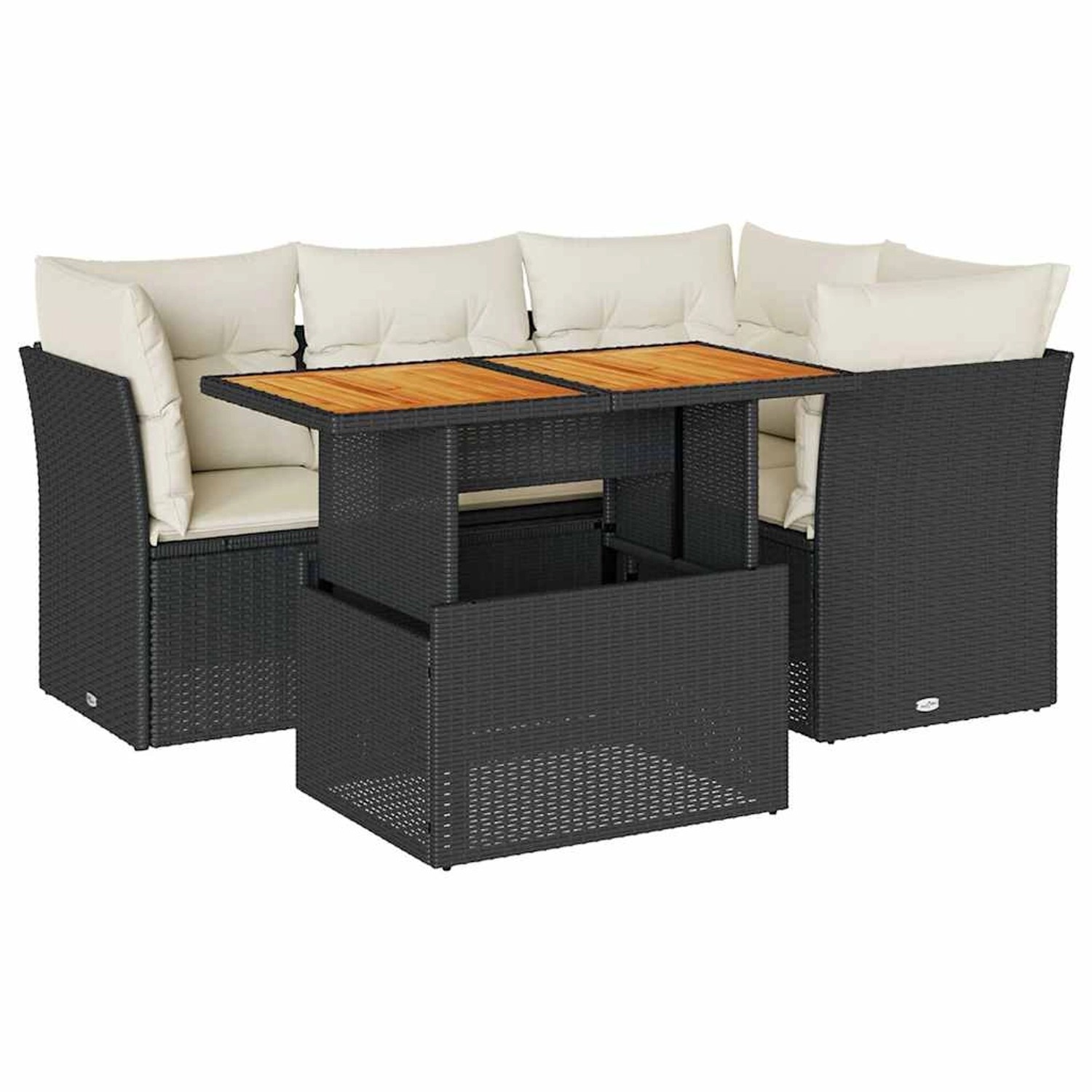 vidaXL 5-Tlg Garten-Sofagarnitur mit Kissen Schwarz Poly Rattan 3326919 günstig online kaufen