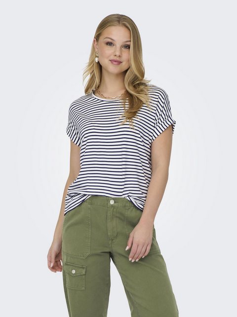 ONLY T-Shirt ONLMOSTER STRIPE S/S O-NECK TOP JRS NOOS mit Aufschlag am Arm günstig online kaufen