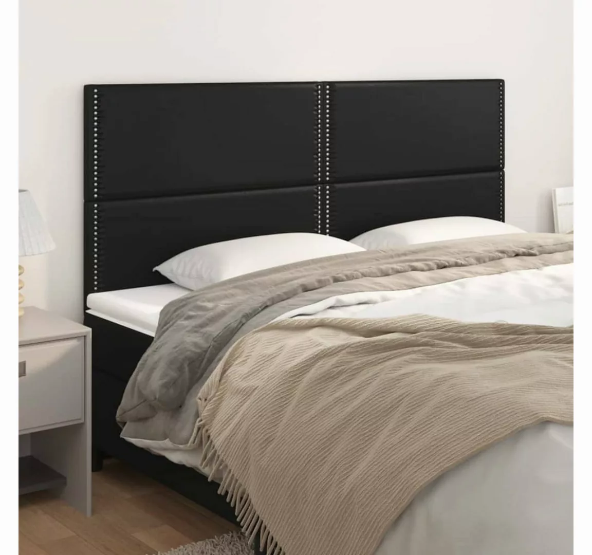 vidaXL Bett, Kopfteile 4 Stk. Schwarz 80x5x78/88 cm Kunstleder günstig online kaufen