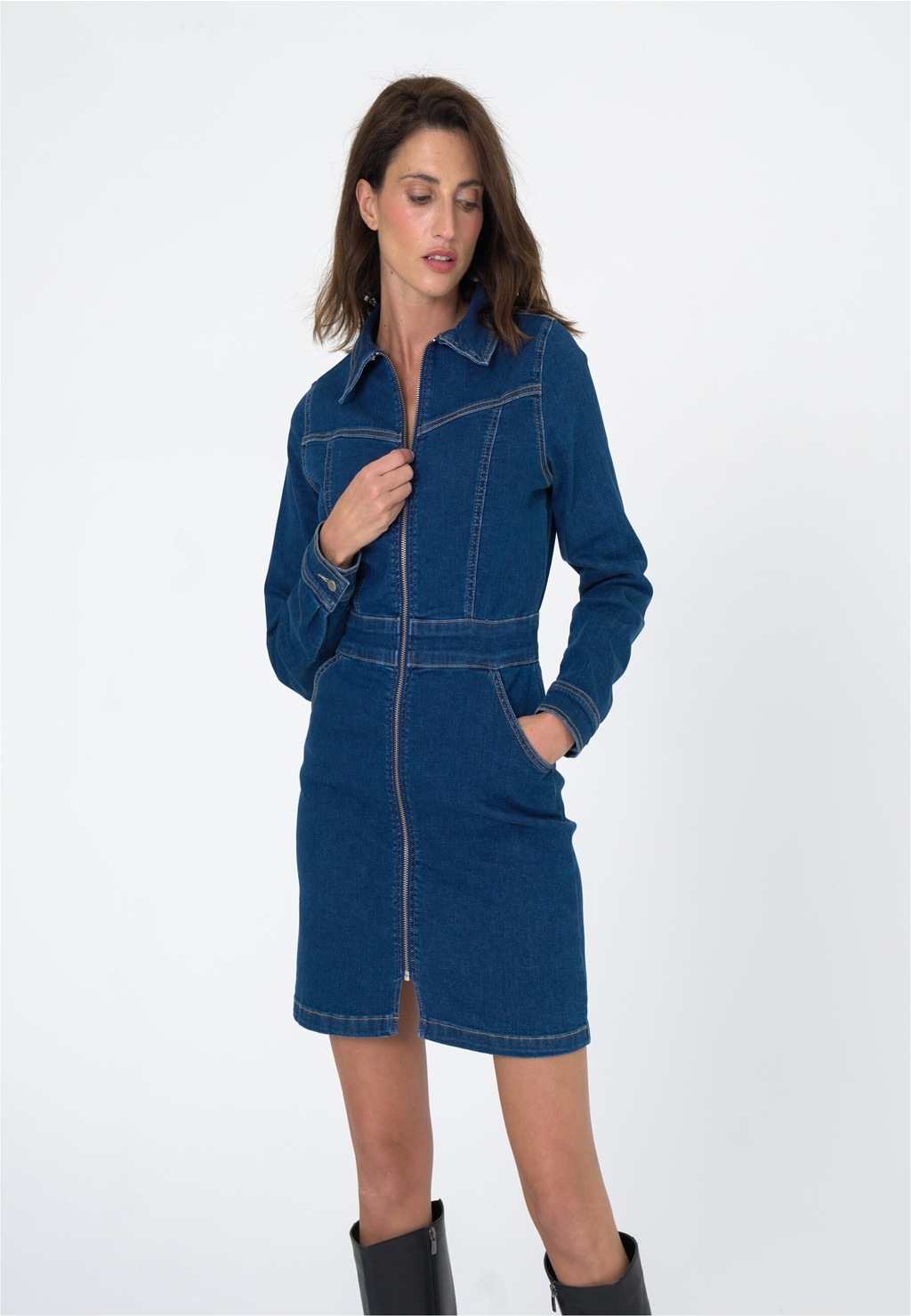 freshlions Jerseykleid "Carla", (1 tlg.), in angesagter Jeans-Optik günstig online kaufen