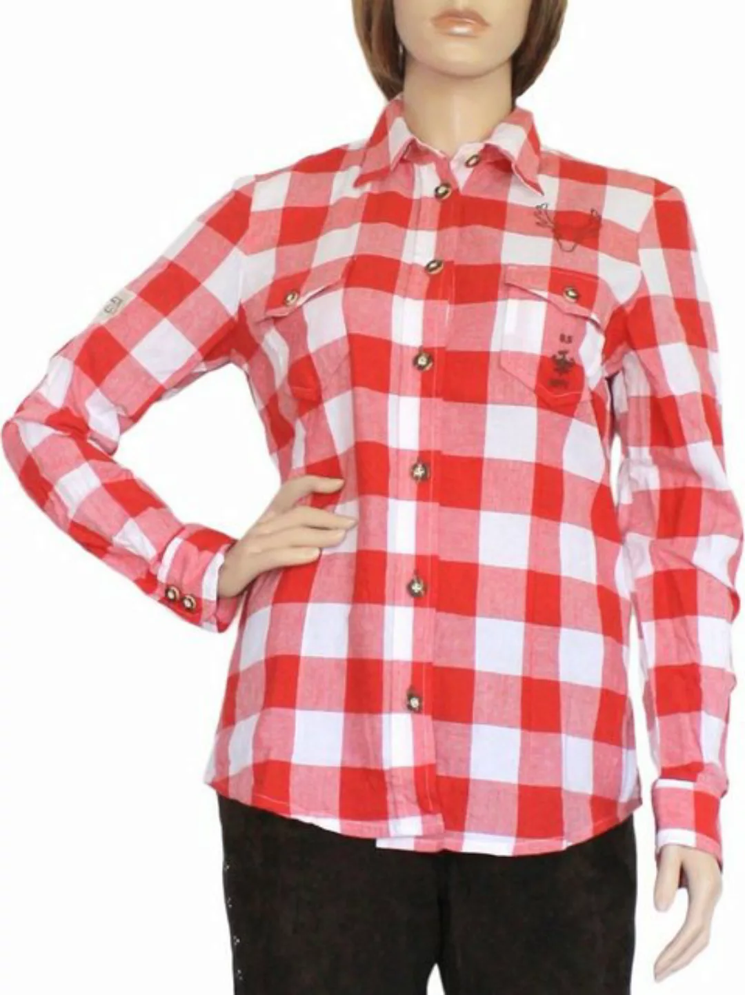 German Wear Trachtenbluse OB4-rot Trachtenbluse Trachtenlederhosen-bluse RO günstig online kaufen