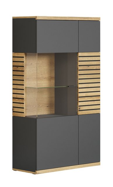 trendteam Vitrine Highboard Norris, grau / Coast Evoke Oak, verschiedene Gr günstig online kaufen