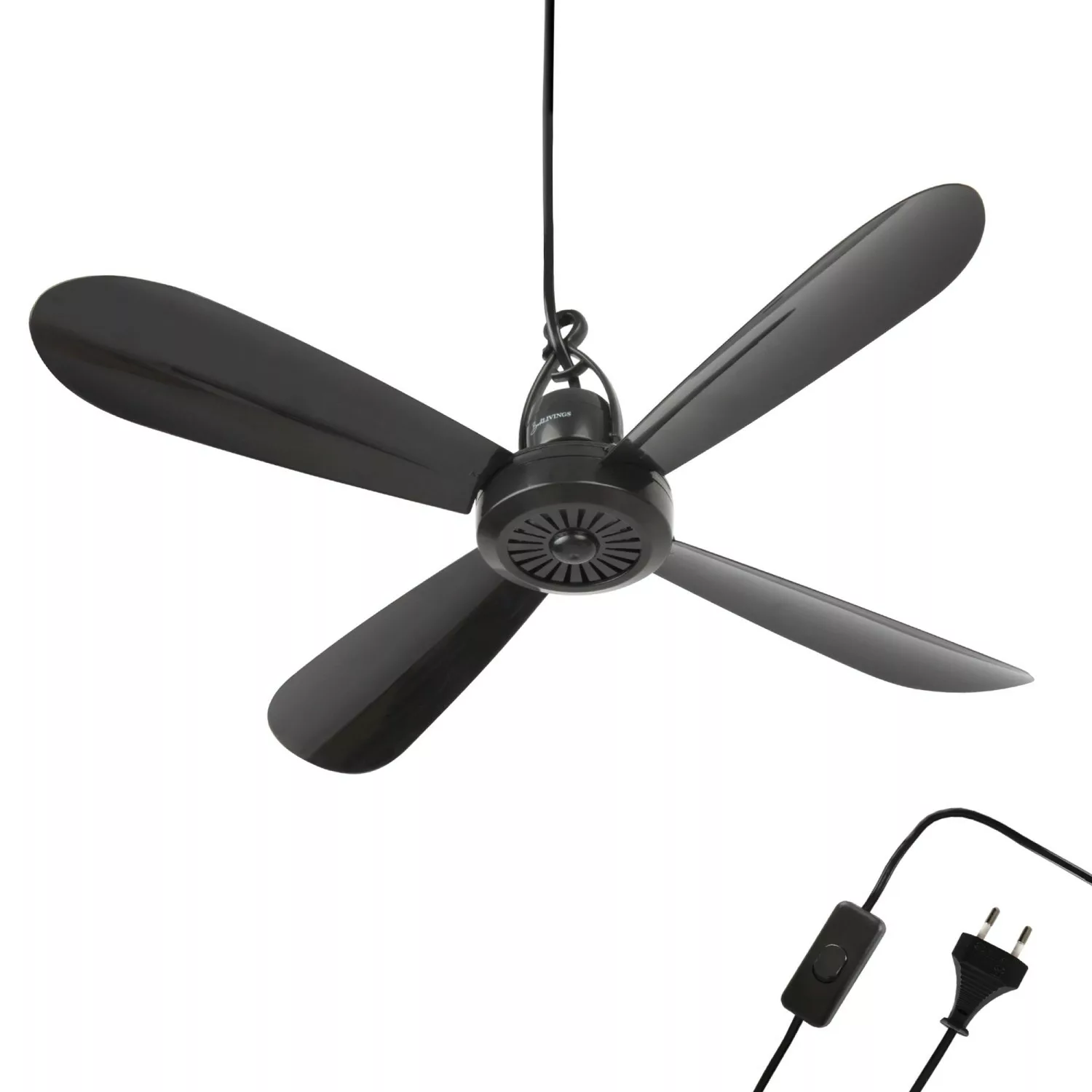 Bestlivings Mobiler Deckenventilator 40 cm Schwarz 2 Meter günstig online kaufen