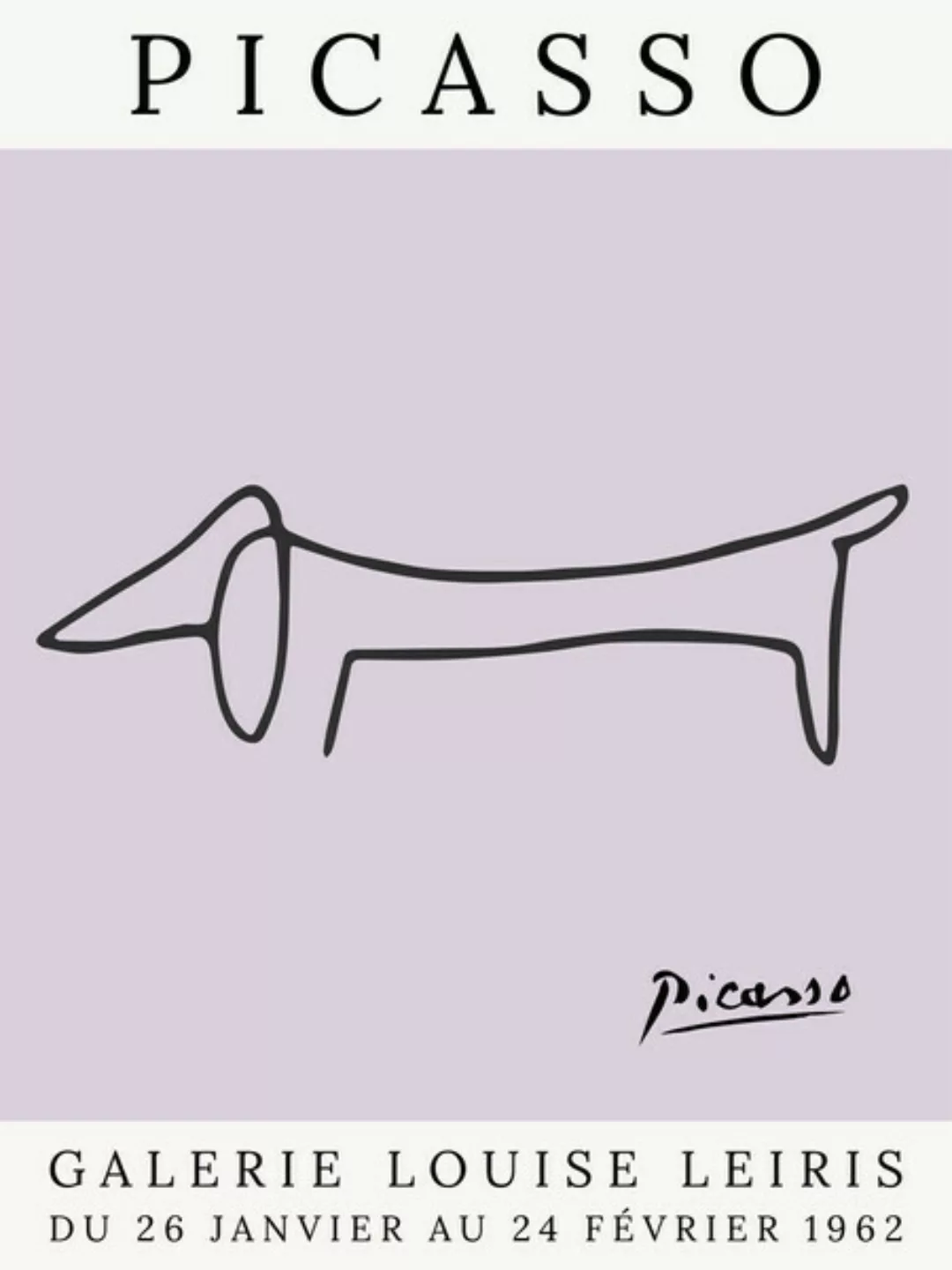 Poster / Leinwandbild - Picasso Hund – Lila günstig online kaufen