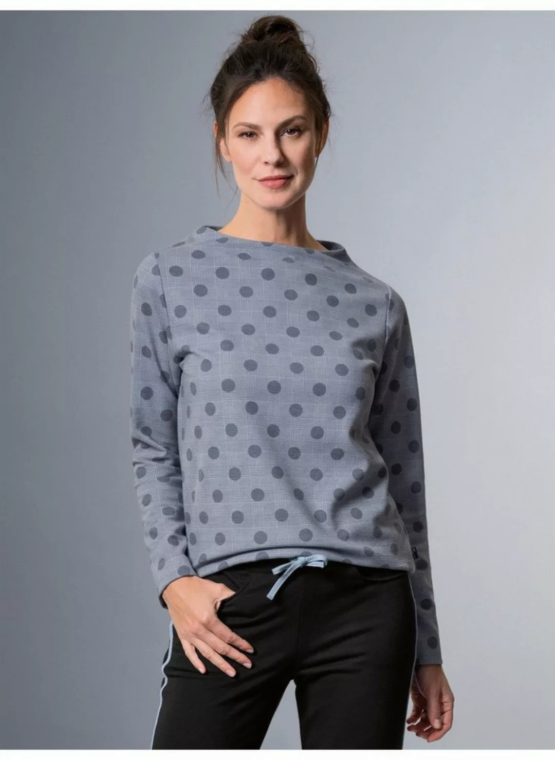 Trigema Sweatshirt TRIGEMA Langarmshirt mit Glencheck-Muster günstig online kaufen