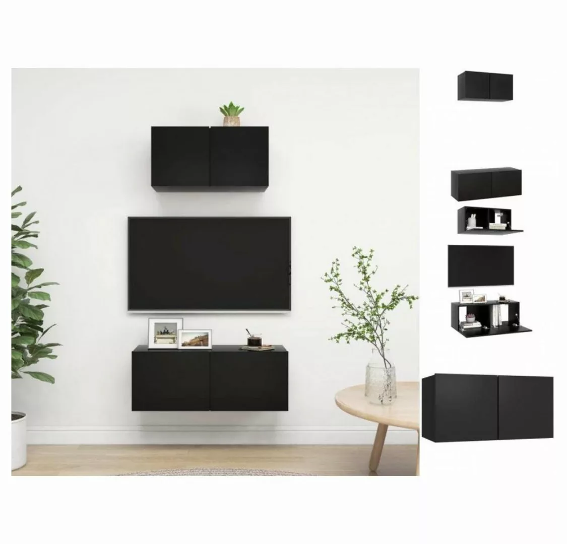 vidaXL TV-Schrank 2-tlg TV-Schrank-Set Schwarz Spanplatte günstig online kaufen