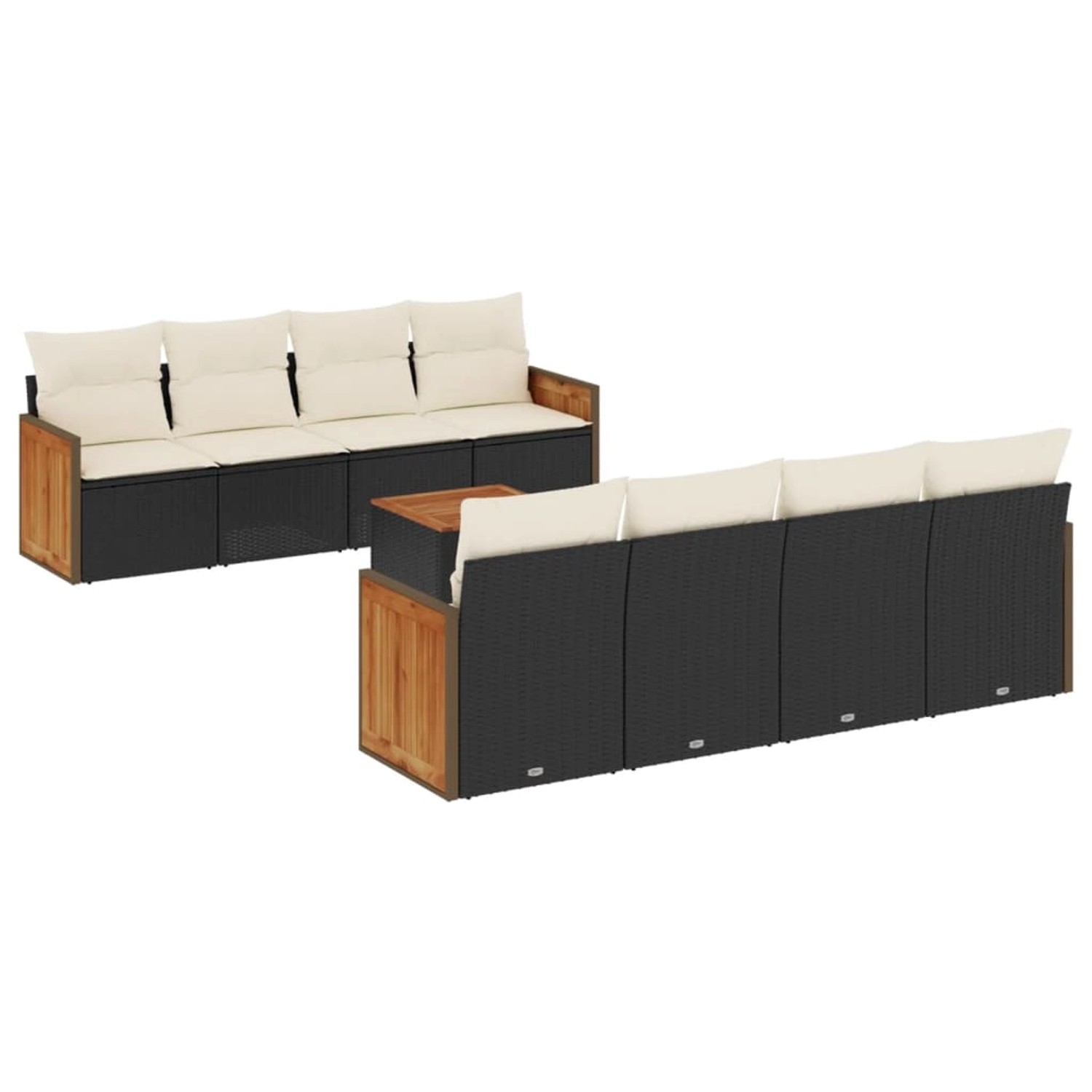 vidaXL 9-Tlg Garten-Sofagarnitur mit Kissen Schwarz Poly Rattan 3227498 günstig online kaufen