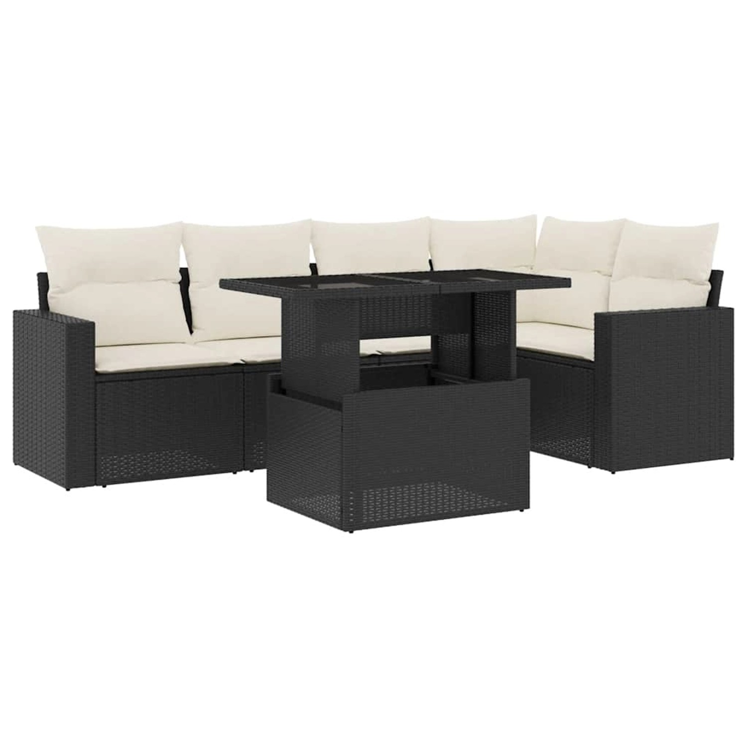 vidaXL 6-Tlg Garten-Sofagarnitur mit Kissen Schwarz Poly Rattan 3267256 günstig online kaufen