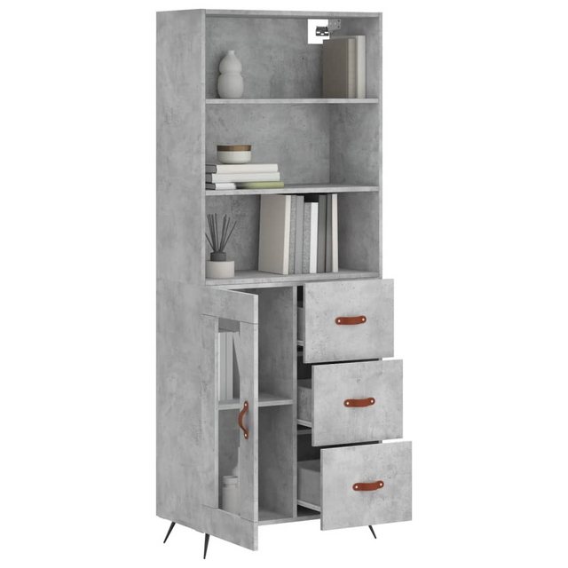 vidaXL Vitrine Highboard Betongrau 69,5x34x180 cm Spanplatte Glas Vitrine günstig online kaufen