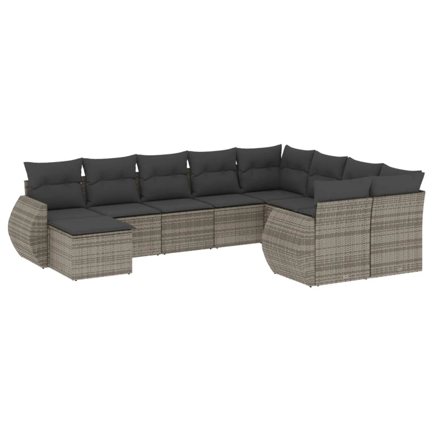 vidaXL 10-Tlg Garten-Sofagarnitur mit Kissen Grau Poly Rattan 3254197 günstig online kaufen