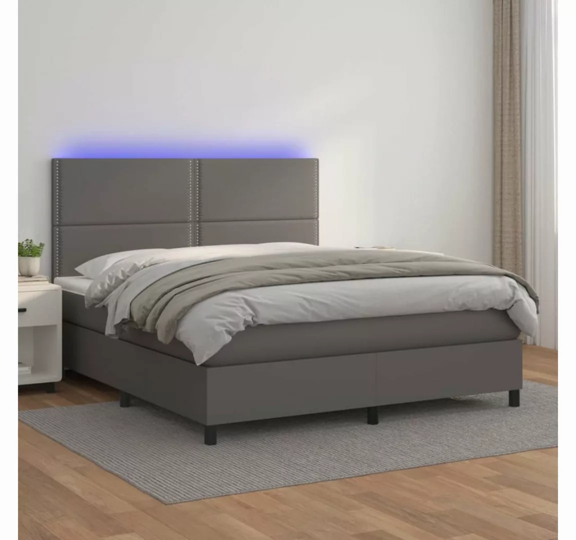 vidaXL Boxspringbett Boxspringbett mit Matratze & LED Kunstleder (160 x 200 günstig online kaufen