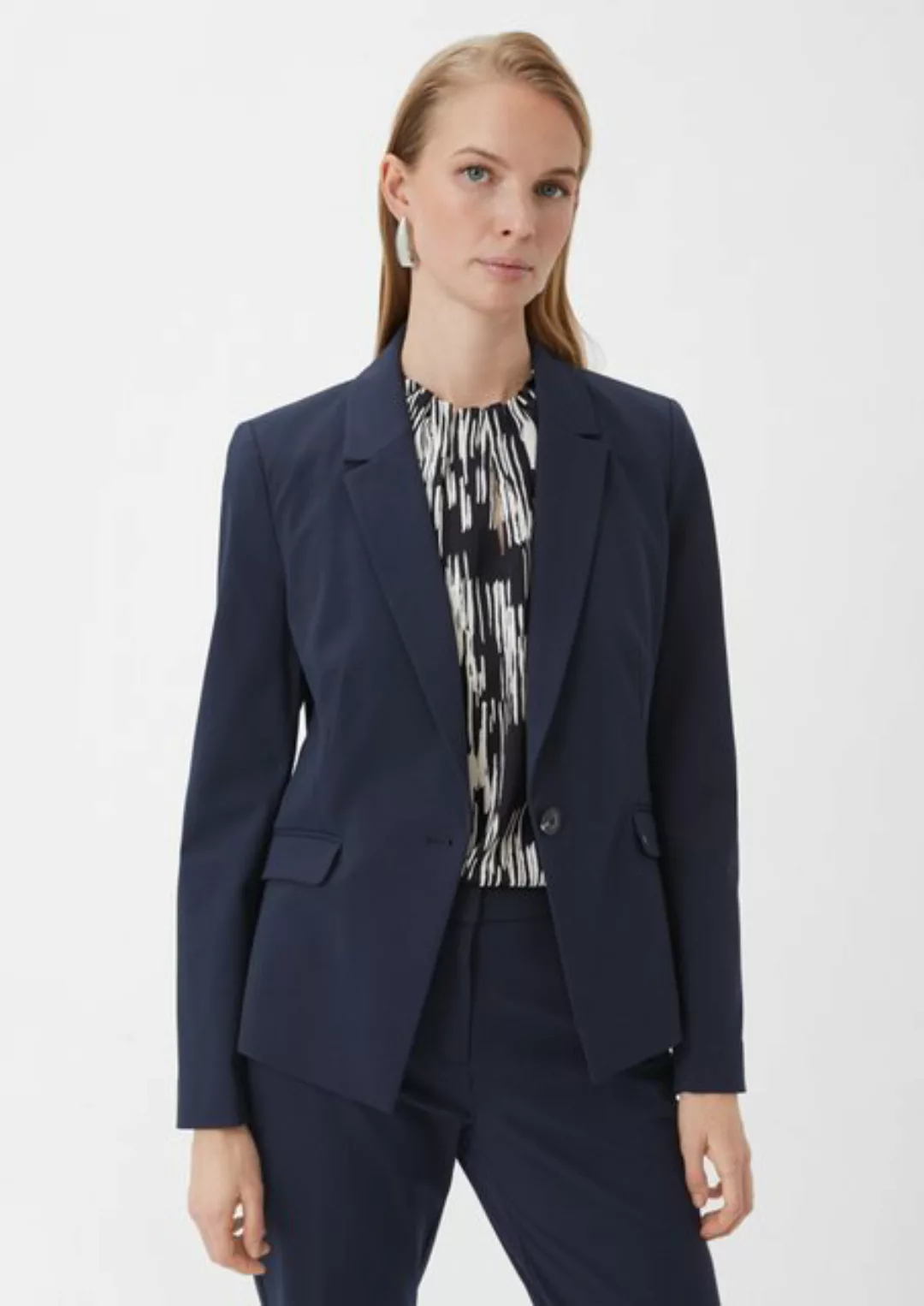 Comma Blusenblazer Taillierter Blazer aus Viskosemix Ziernaht günstig online kaufen