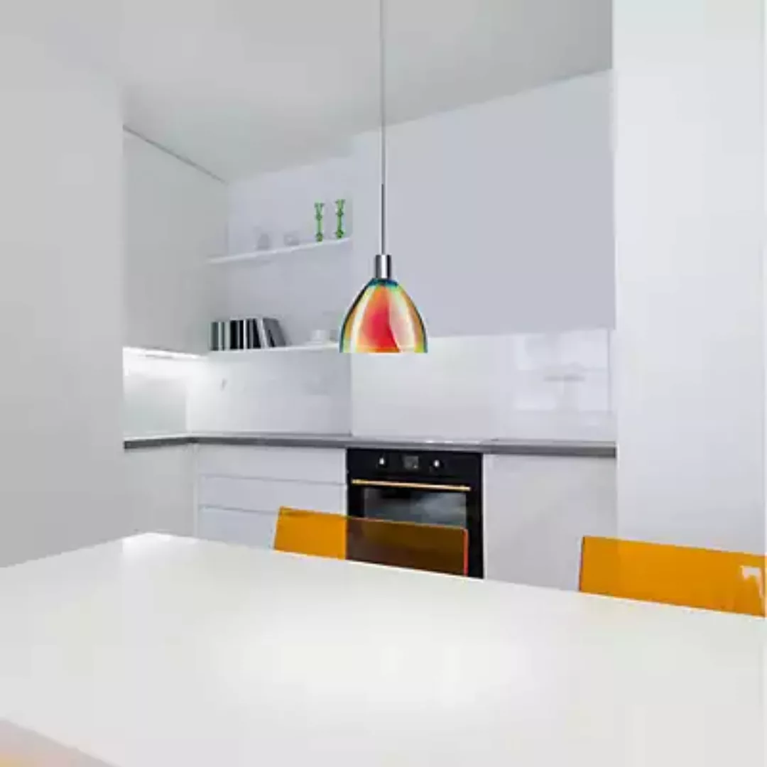Bruck Silva Pendelleuchte LED - ø11 cm, chrom glänzend, Glas gelb/orange günstig online kaufen