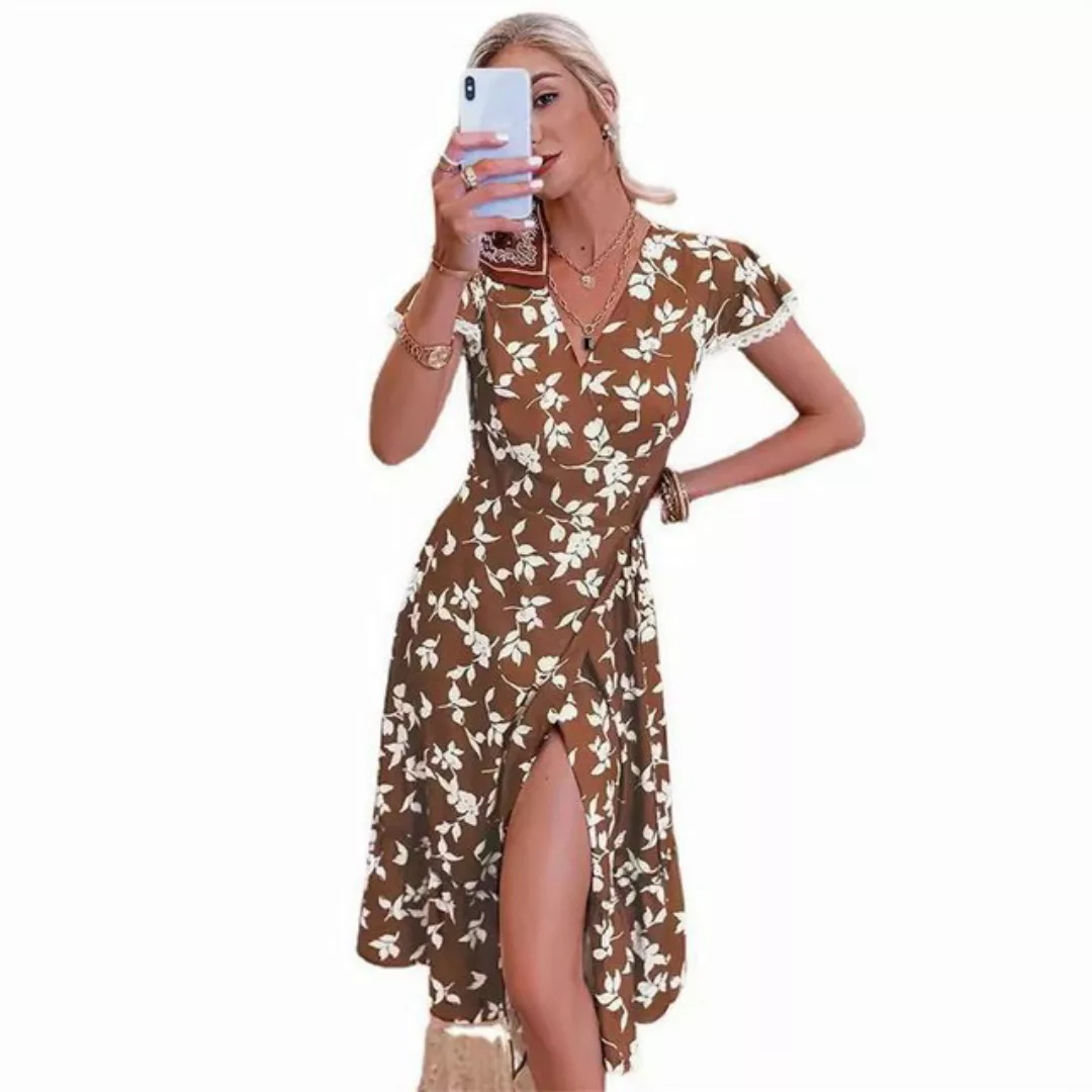 RUZU UG Dirndl Sommermode bedrucktes Spitzen-elegantes Kleid für Damen (1-t günstig online kaufen