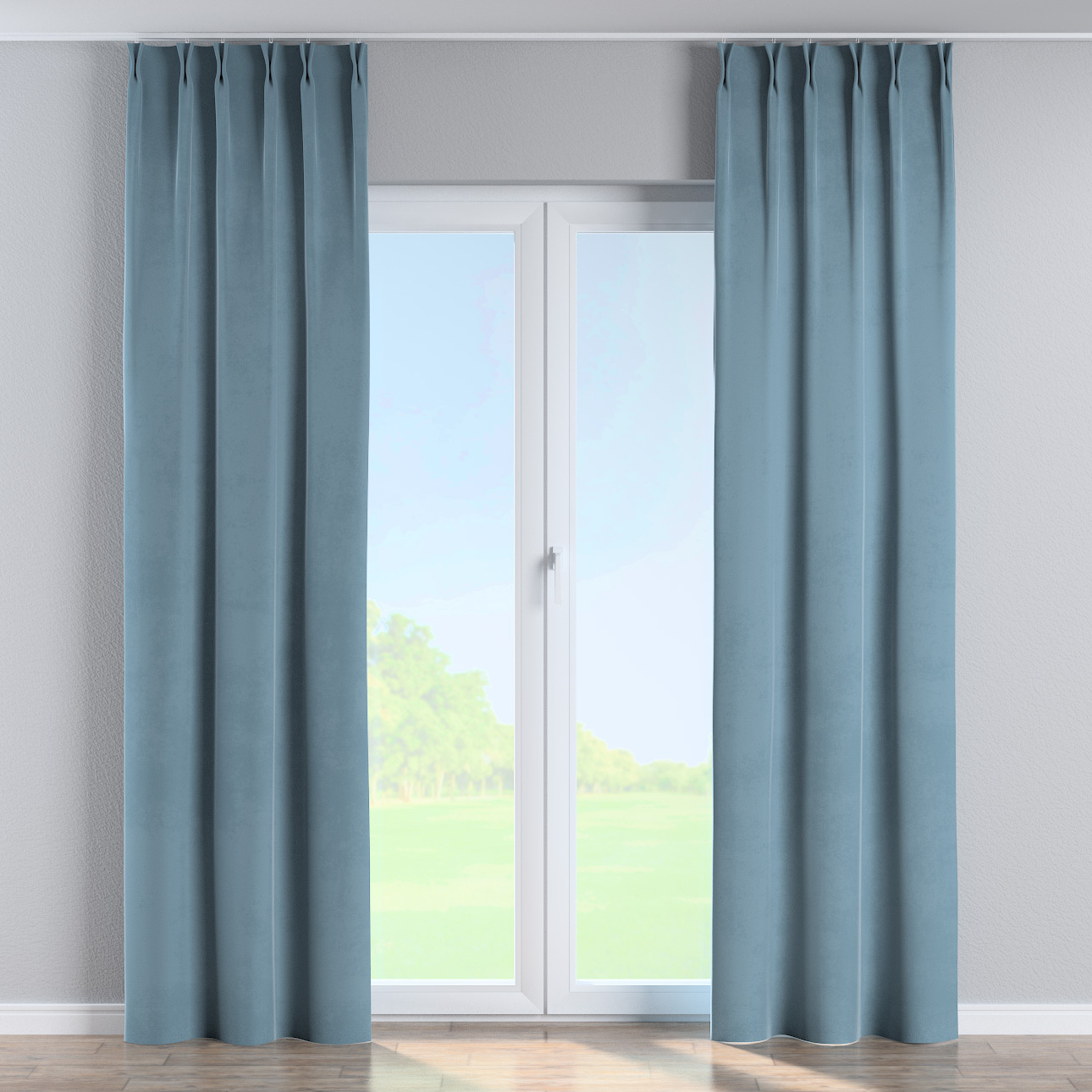 Vorhang mit flämischen 2-er Falten, blau, Crema (179-28) günstig online kaufen