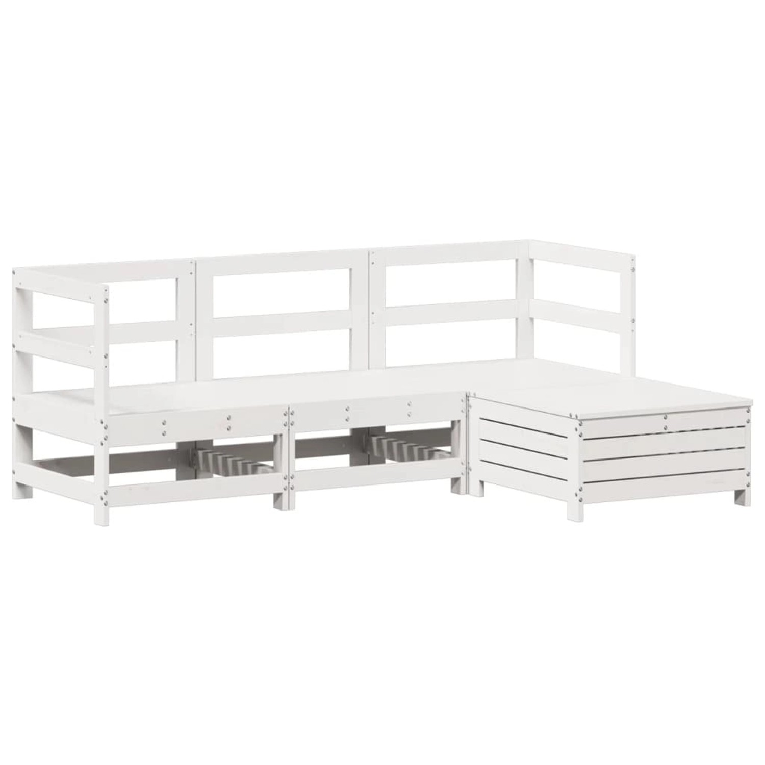 vidaXL 4-Tlg Garten-Sofagarnitur Weiß Massivholz Kiefer 3250785 günstig online kaufen