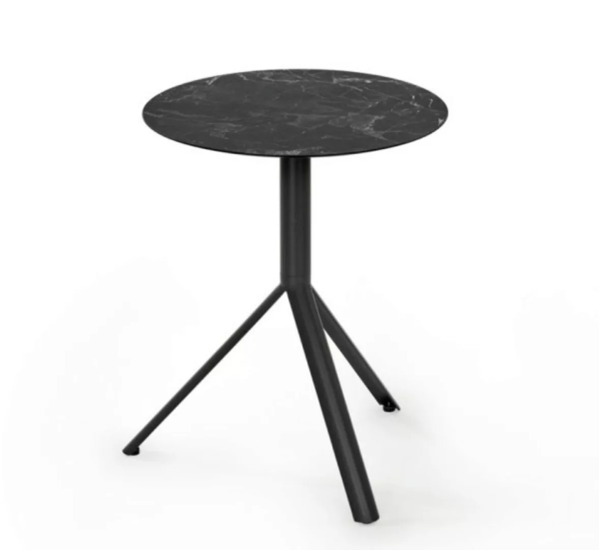 Trio Outdoor Bistrotisch rund Graumetallic HPL Marmor-Schwarz ∅60 cm günstig online kaufen