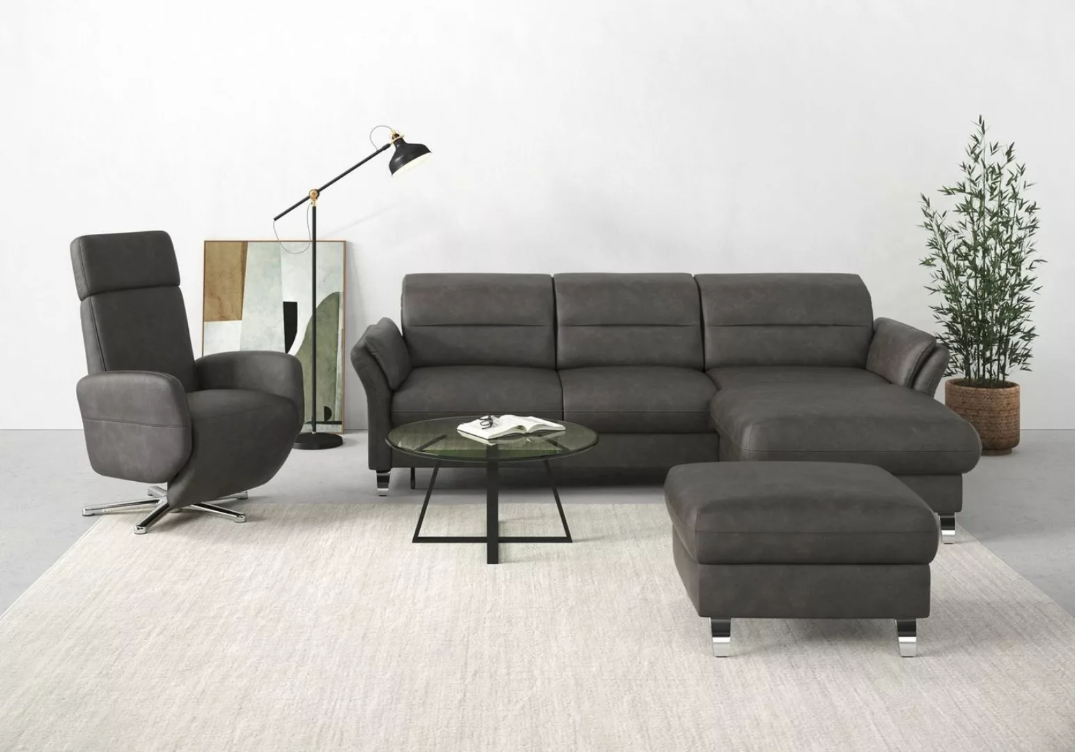 sit&more Ecksofa Grenoble L-Form, Federkern, wahlweise mit Bettfunktion, Be günstig online kaufen