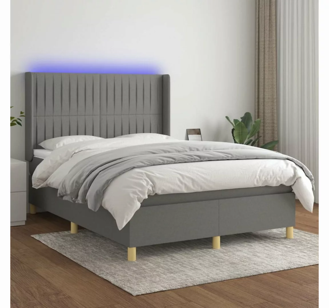 vidaXL Boxspringbett Bett Boxspringbett mit Matratze und LED Stoff (140 x 2 günstig online kaufen