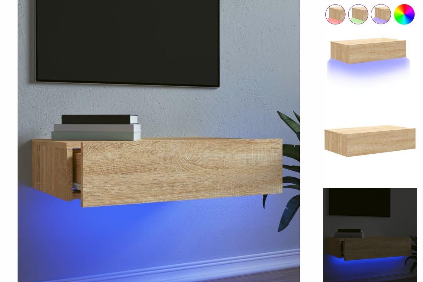 vidaXL TV-Schrank TV-Lowboard TV-Schrank mit LED-Leuchten Sonoma-Eiche 60x3 günstig online kaufen