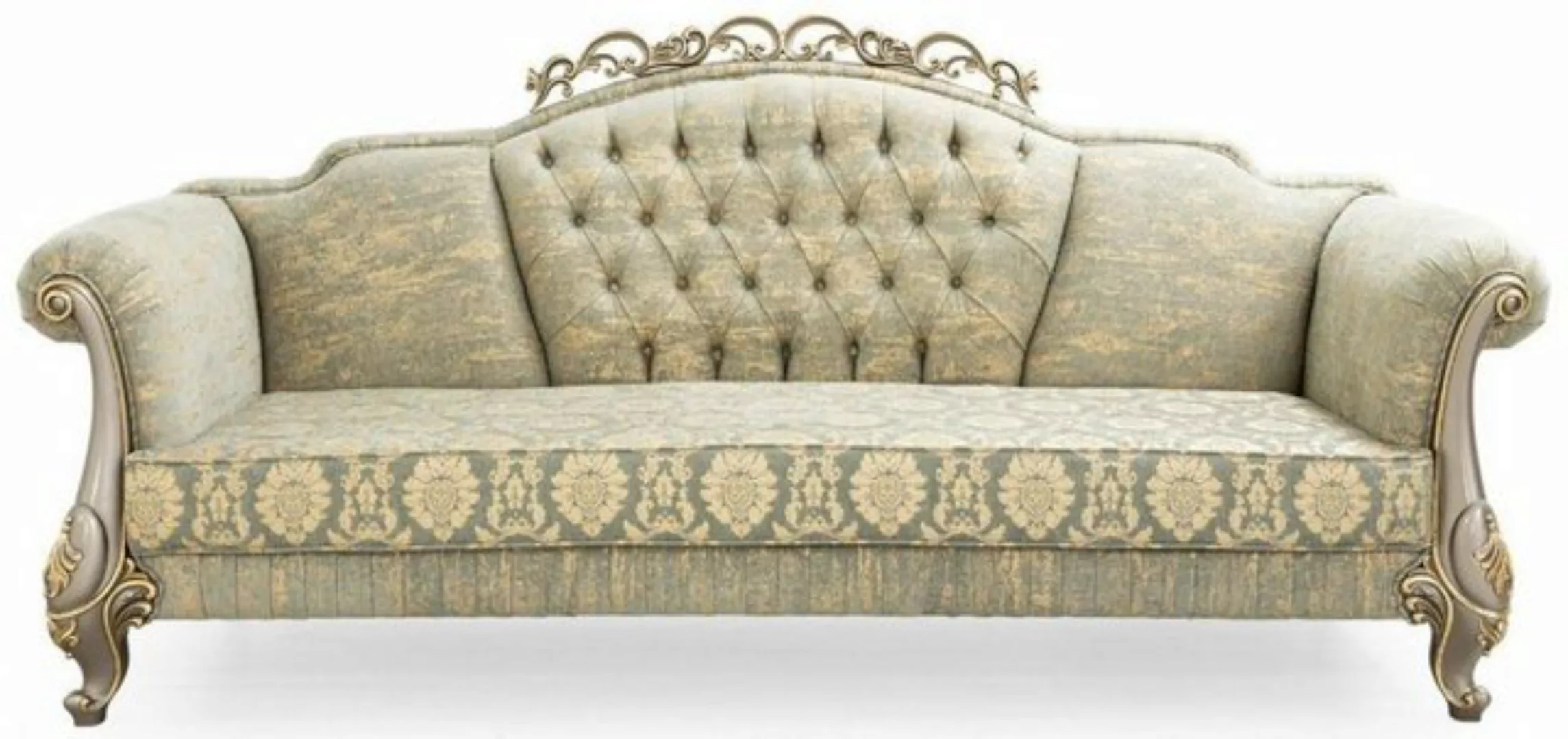 Casa Padrino Sofa Luxus Barock Sofa Grün / Gold / Grau / Gold 225 x 90 x H. günstig online kaufen