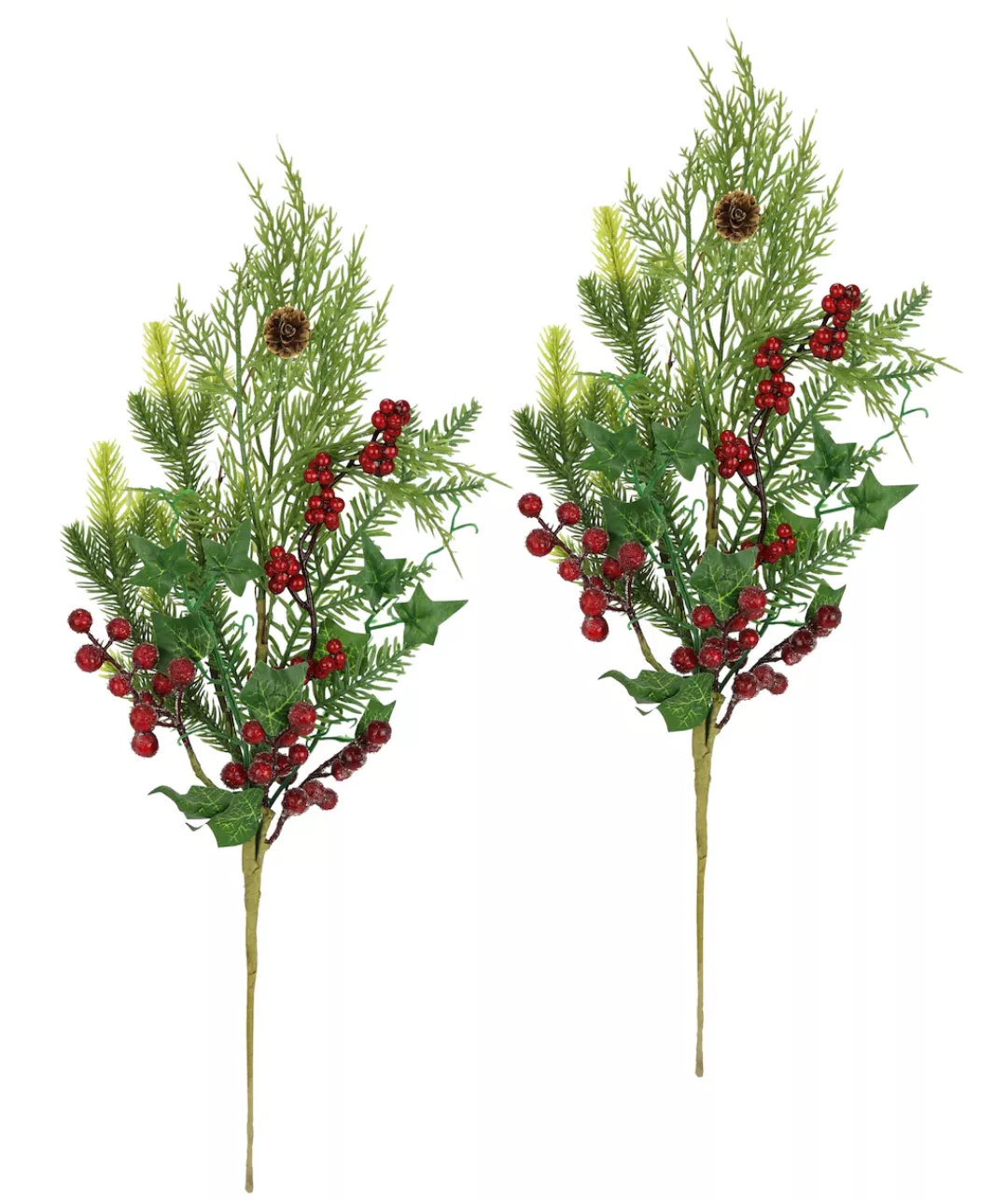 I.GE.A. Kunstzweig "Weihnachtszweig Tanne/Beeren/Efeu/Thuja", 2er Set Künst günstig online kaufen