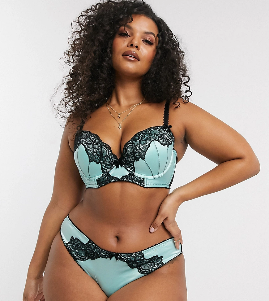 Ann Summers Curve – Siren – Slip aus Satin mit Spitzenverzierung in Mintgrü günstig online kaufen