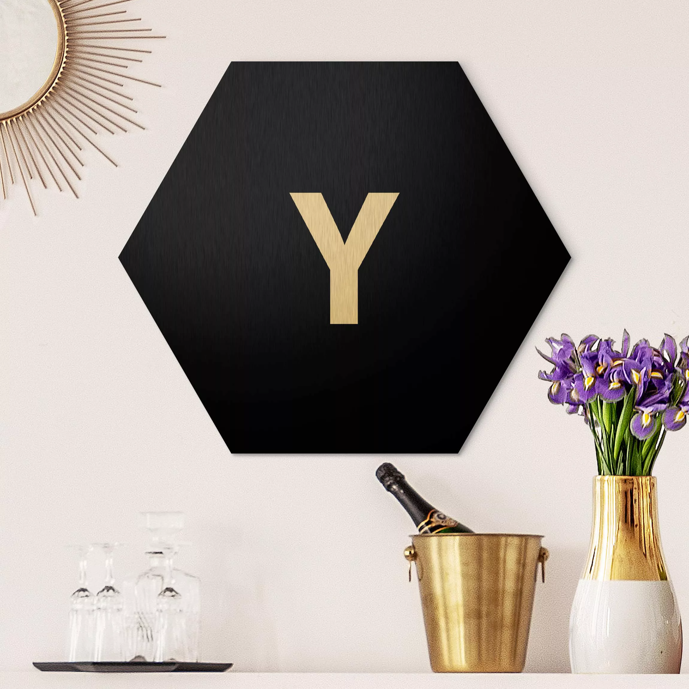 Hexagon-Alu-Dibond Bild Buchstaben Buchstabe Schwarz Y günstig online kaufen