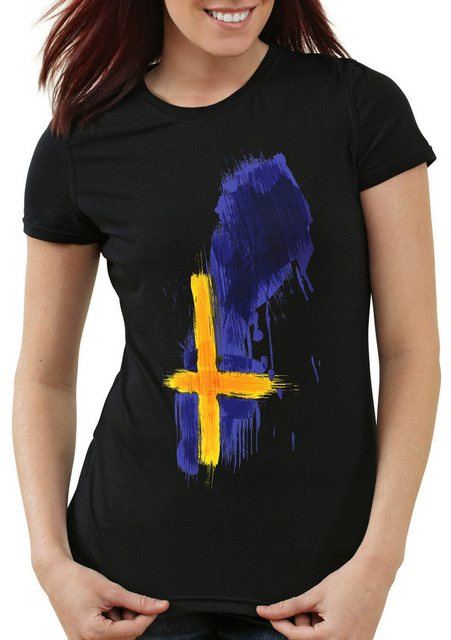 style3 T-Shirt Flagge Schweden Fußball Sport Sweden WM EM Fahne günstig online kaufen