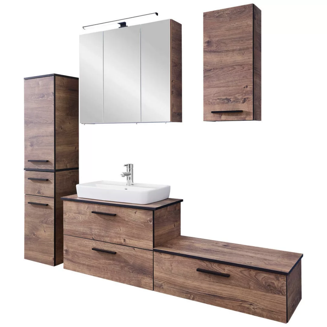 Badezimmer-Set Quickset 374 Eiche Ribeck Nachbildung B/H/T: ca. 142x200x44, günstig online kaufen