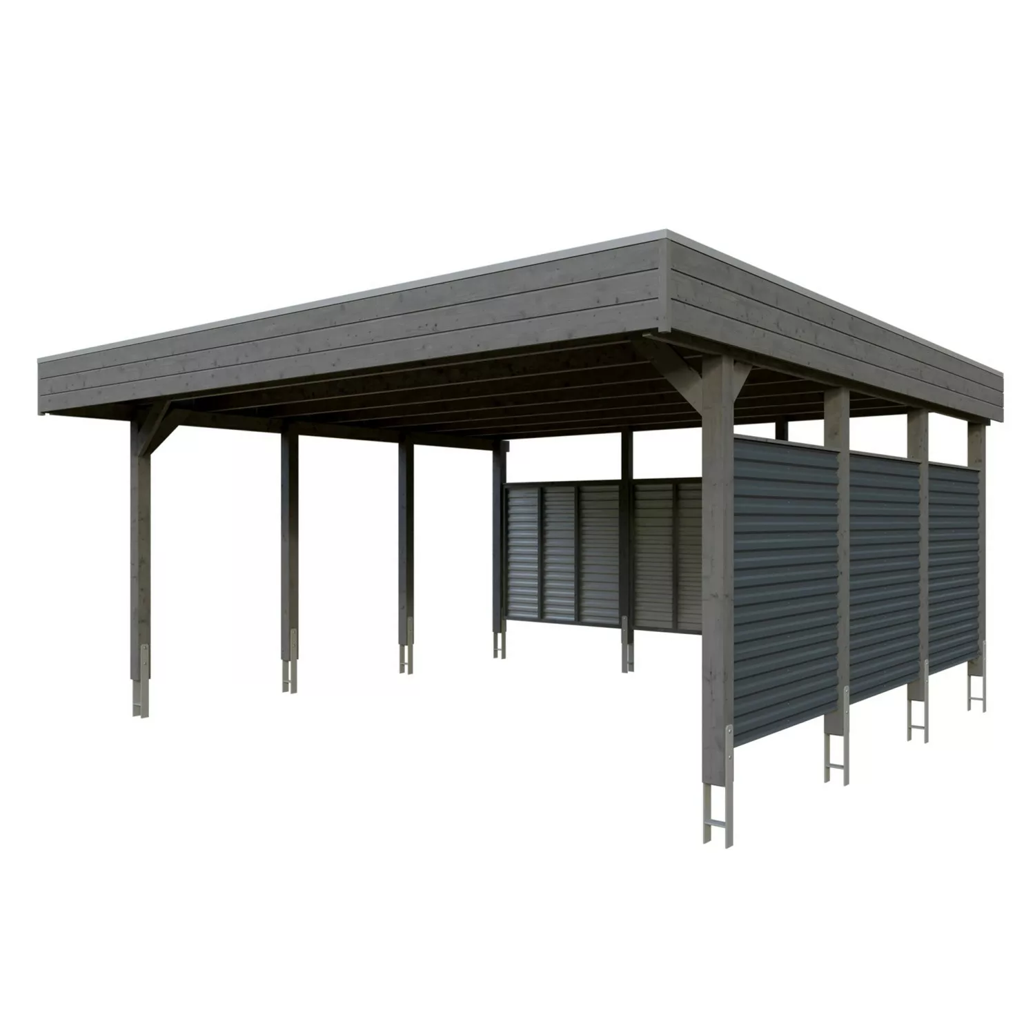 Skan Holz Carport Friesland Hybrid 557 cm x 555 cm Schiefergrau günstig online kaufen