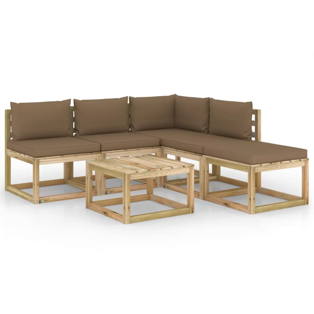 6-tlg. Garten-lounge-set Mit Taupe Kissen günstig online kaufen