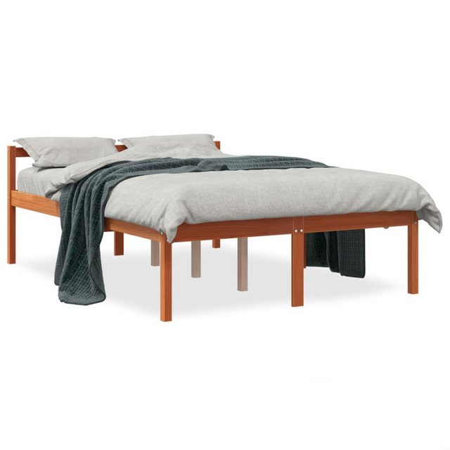 vidaXL Bett Seniorenbett Wachsbraun 135x190 cm Massivholz Kiefer günstig online kaufen