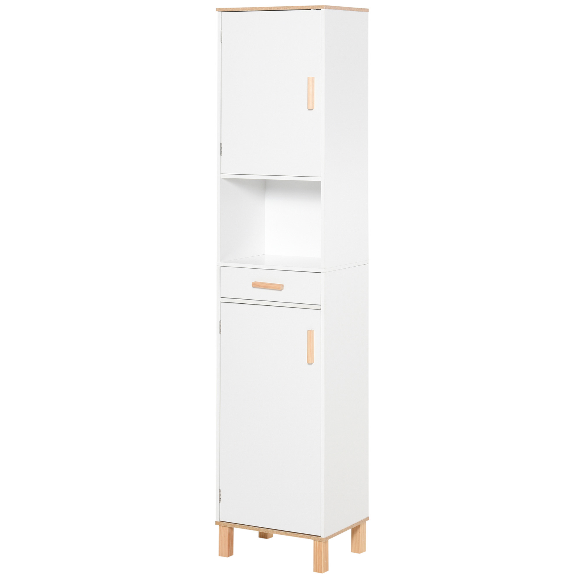 kleankin Badschrank Platzsparend aus Holz, Hochschrank mit Schränken und Sc günstig online kaufen