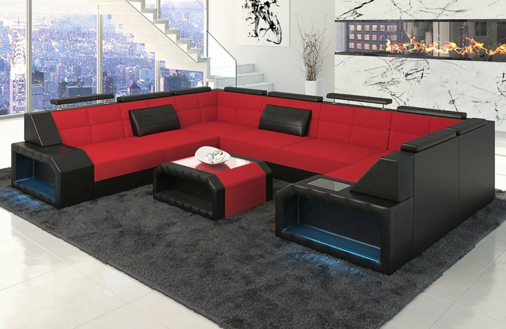 Sofa Dreams Wohnlandschaft Couch Polster Stoffsofa Pesaro U Form Sofa Stoff günstig online kaufen