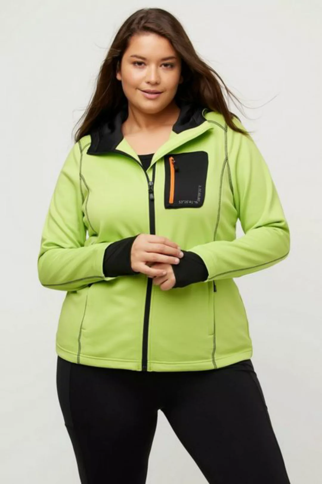 Ulla Popken Sweatjacke HYPRAR Sweatjacke Reflektordruck Kapuze Daumenloch günstig online kaufen