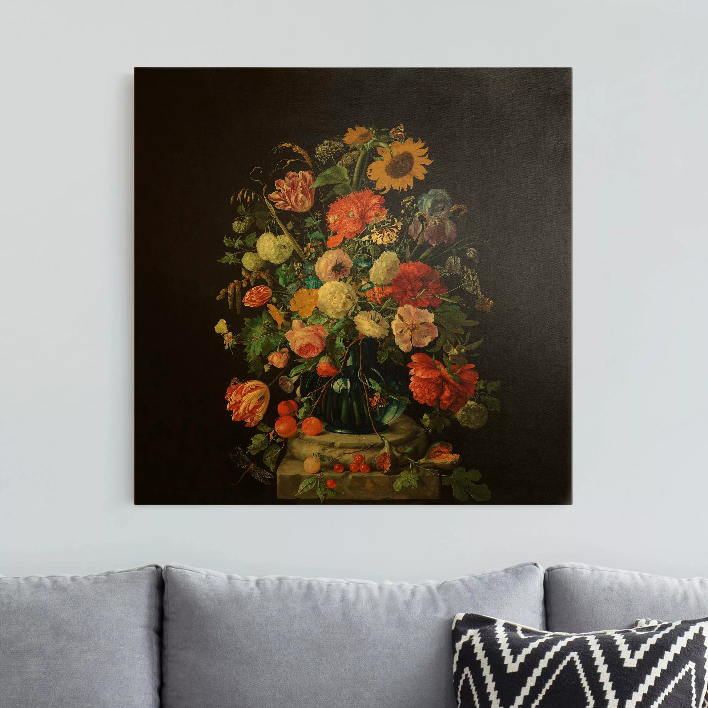 Leinwandbild Gold Jan Davidsz de Heem - Glasvase mit Blumen günstig online kaufen