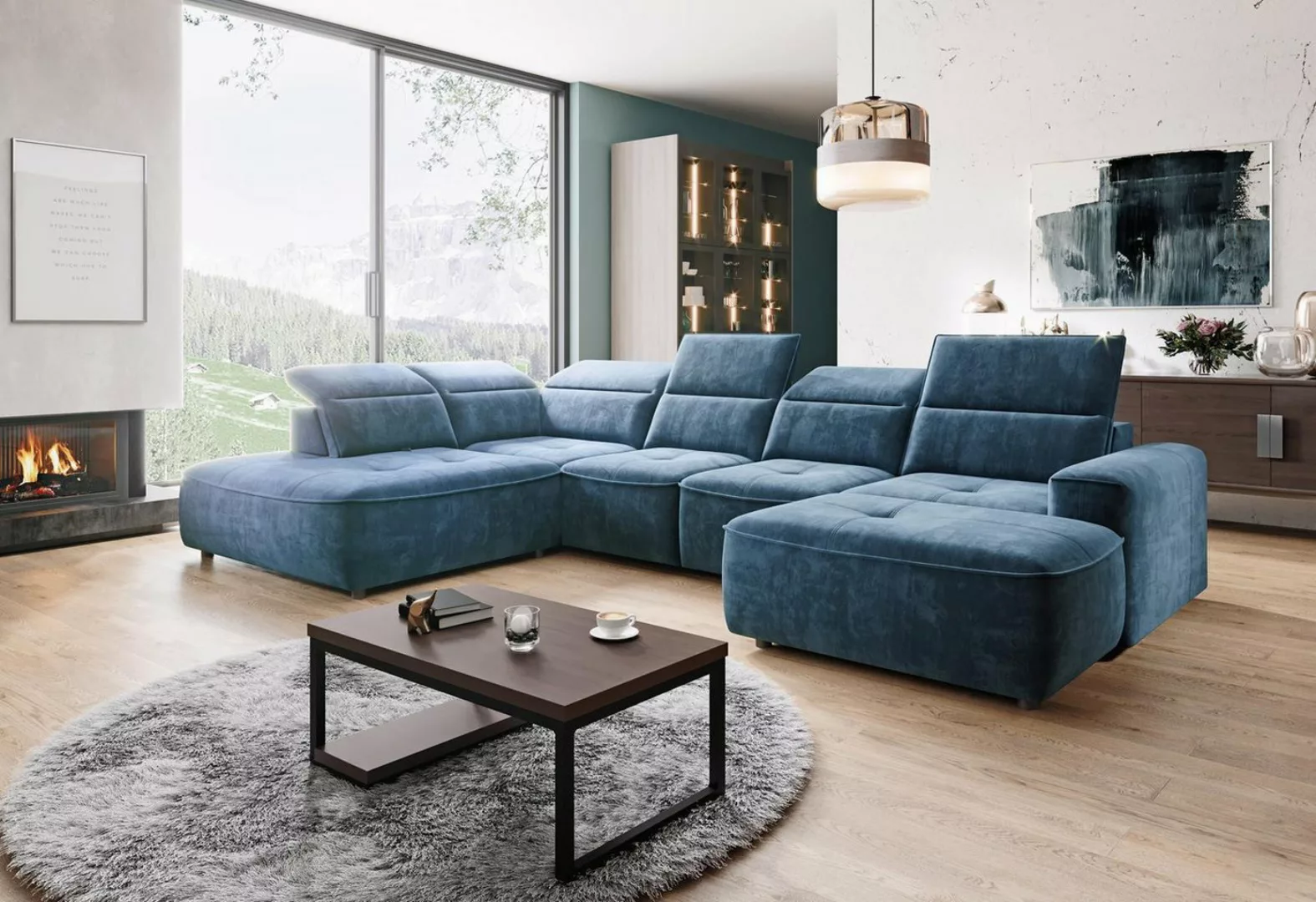 Xlmoebel Ecksofa Wohnlandschaft in U-Form mit modernem Design und Textilbez günstig online kaufen