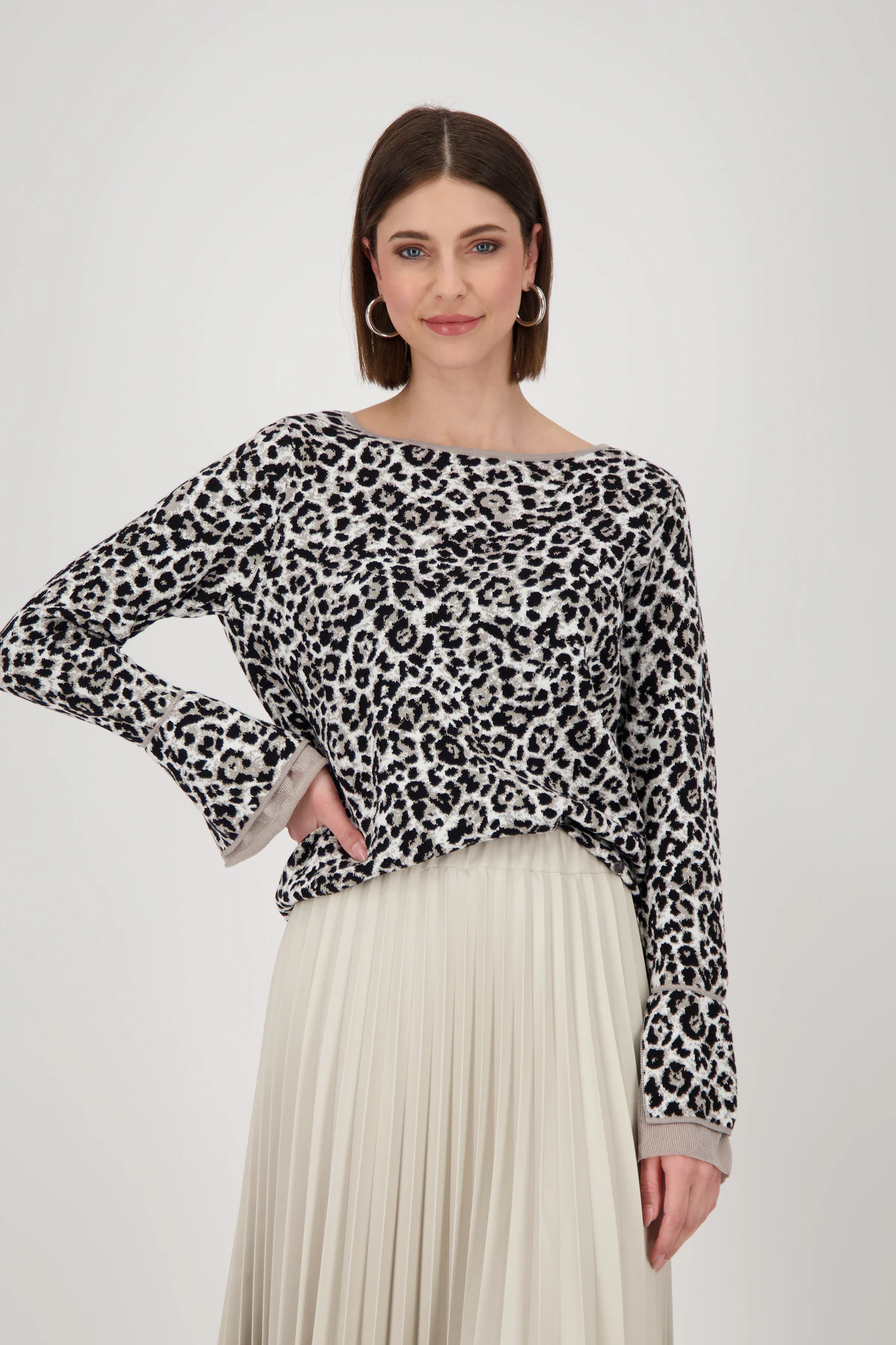 Monari Rundhalspullover "Pullover Leo allover", Mit Rundhalsausschnitt günstig online kaufen