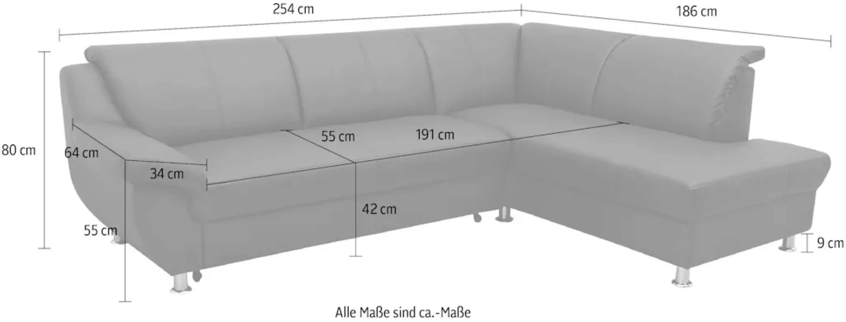 DOMO collection Ecksofa "Pilar L-Form", mit Ottomane, wahlweise mit Bettfun günstig online kaufen