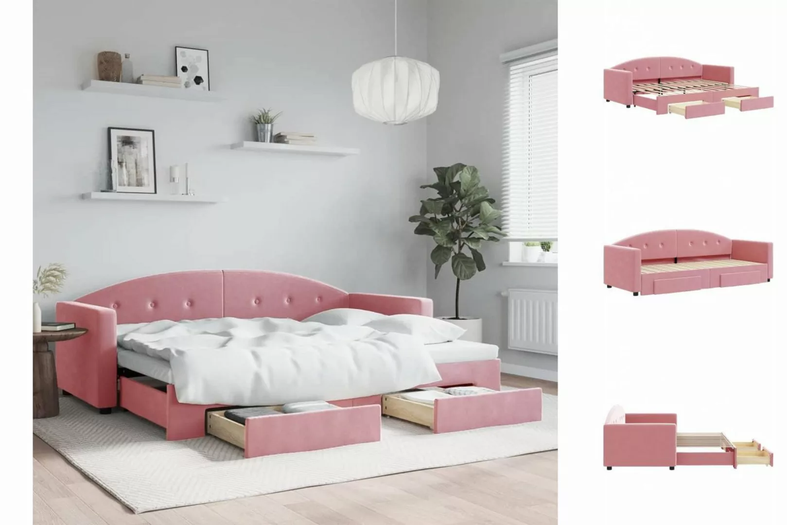 vidaXL Gästebett Gästebett Tagesbett Ausziehbar mit Schubladen Rosa 80x200 günstig online kaufen