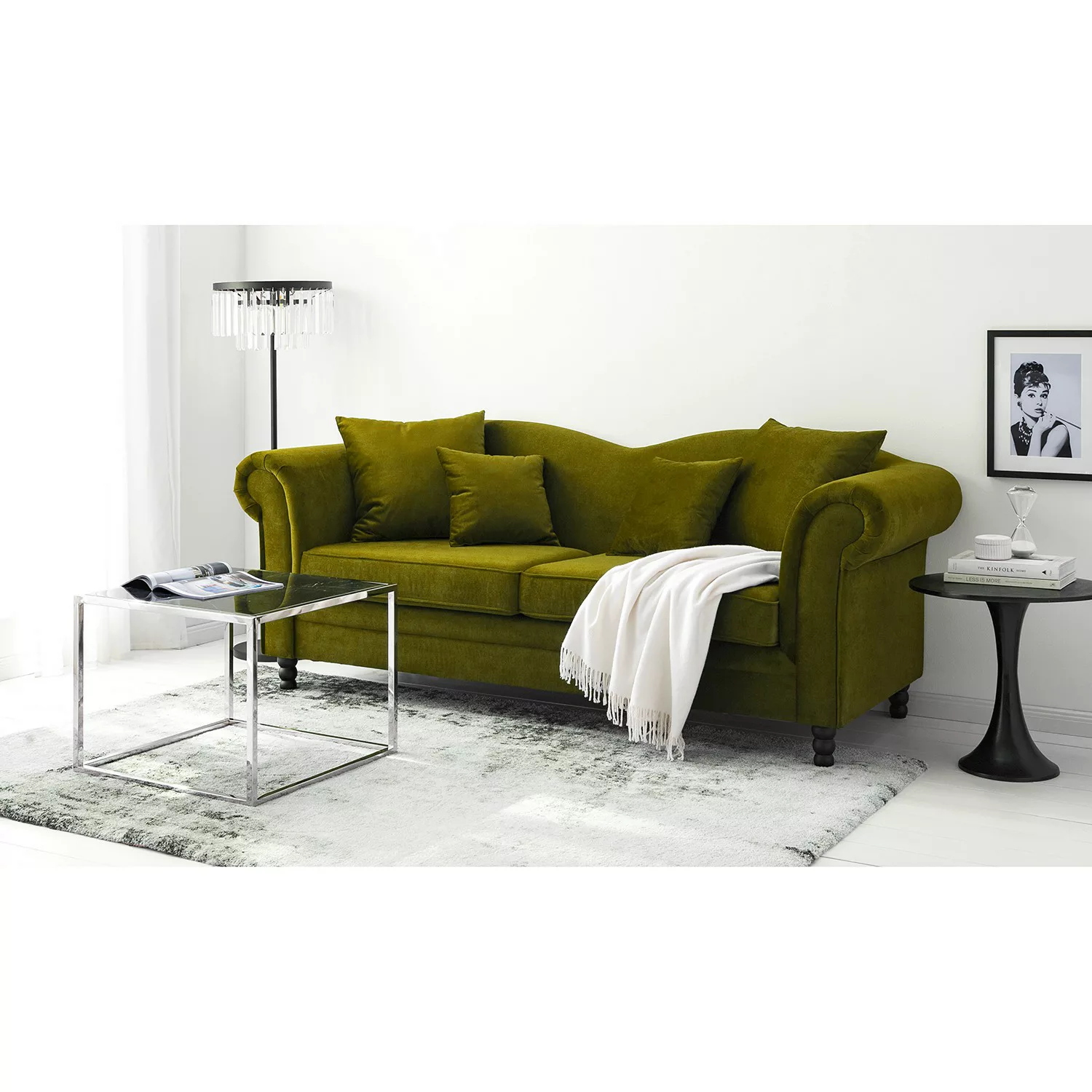 home24 Sofa York (3-Sitzer) Samt günstig online kaufen