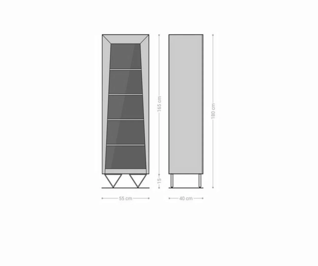 DELIFE Vitrine Kayu Akazie Natur 55x180 cm 1 Tür V-Fuß Highboard günstig online kaufen