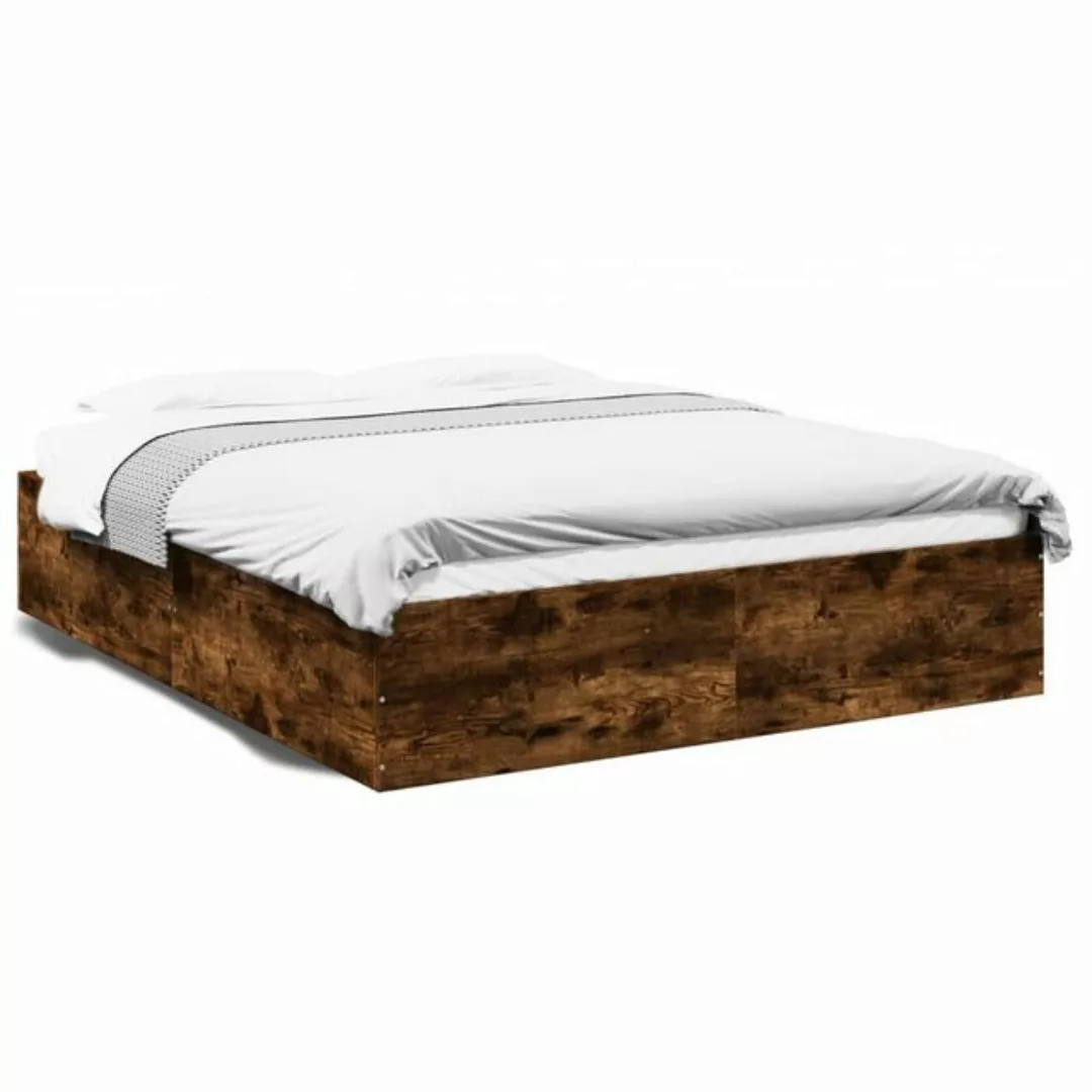 vidaXL Bett Bettgestell Räuchereiche 150x200 cm Holzwerkstoff günstig online kaufen