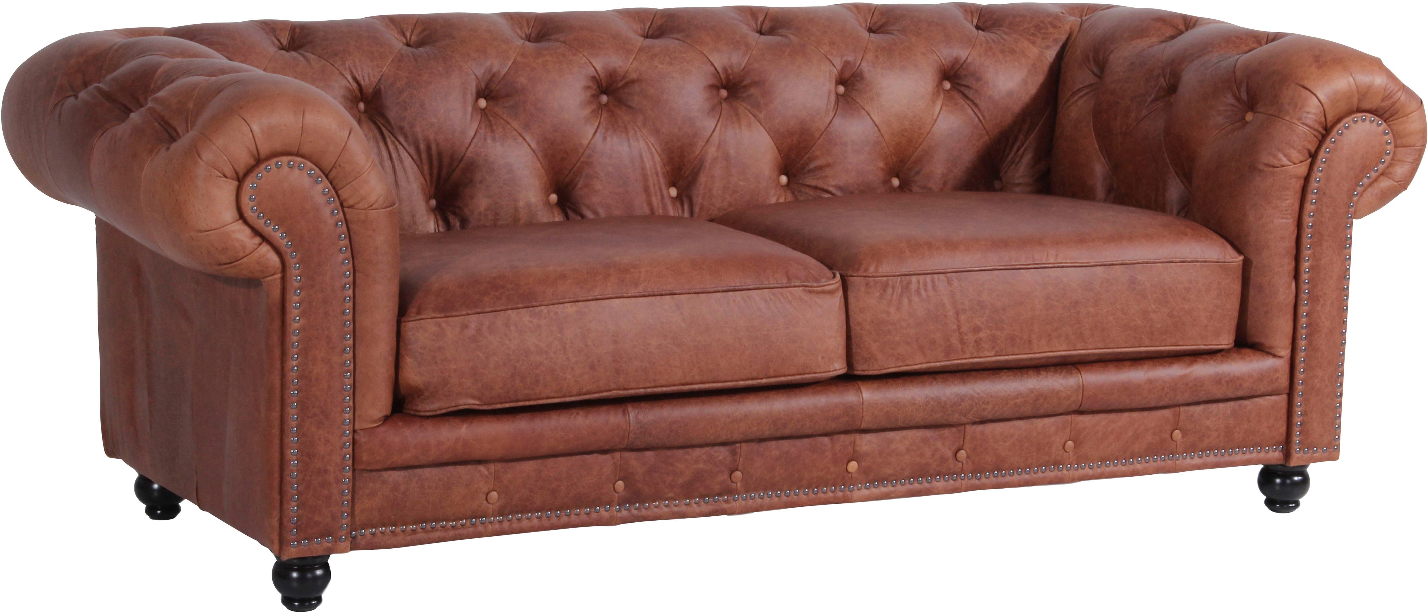 Max Winzer® Chesterfield-Sofa »Old England«, 2,5-Sitzer Ledersofa mit Knopf günstig online kaufen
