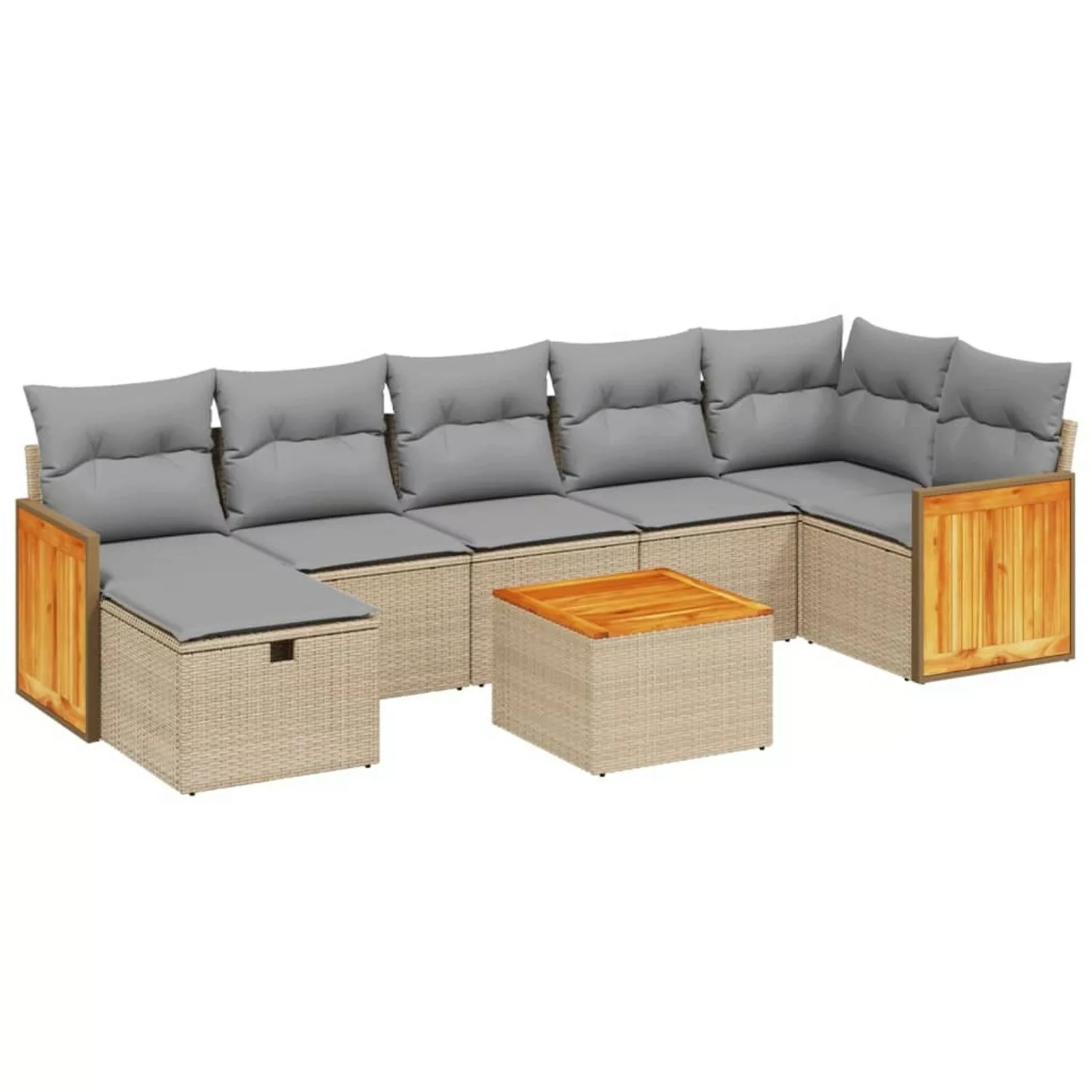 vidaXL 8-tlg Garten-Sofagarnitur mit Kissen Beige Poly Rattan Modell 212 günstig online kaufen