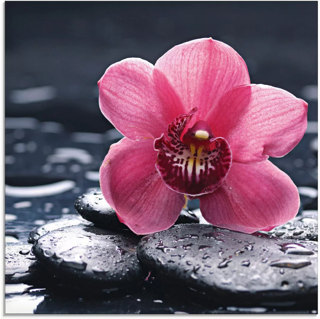 Artland Glasbild »Stillleben mit Kiesel und einer Orchidee«, Blumen, (1 St. günstig online kaufen